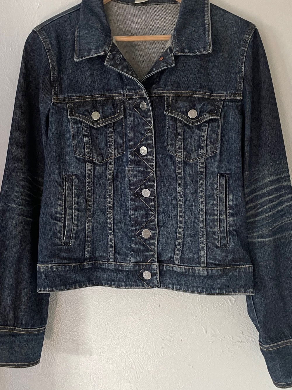 J.Crew Vintage Y2K Dark Wash Stretch Denim Trucker Jacket 2006 M